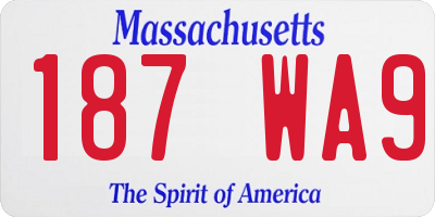 MA license plate 187WA9