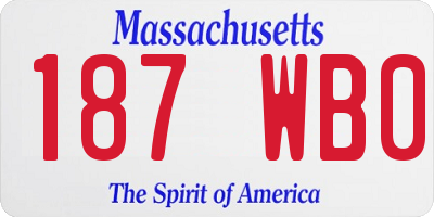MA license plate 187WB0