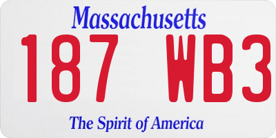 MA license plate 187WB3