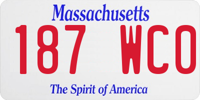 MA license plate 187WC0