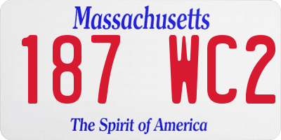 MA license plate 187WC2