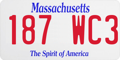 MA license plate 187WC3
