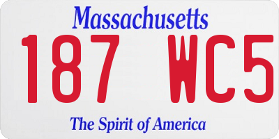 MA license plate 187WC5