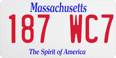 MA license plate 187WC7
