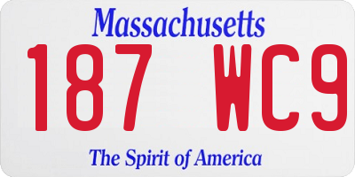 MA license plate 187WC9