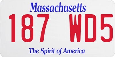 MA license plate 187WD5