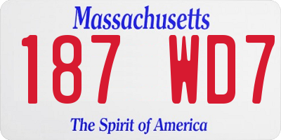 MA license plate 187WD7