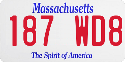 MA license plate 187WD8