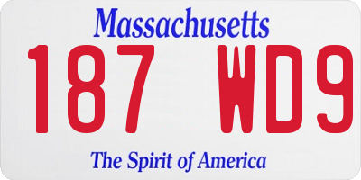 MA license plate 187WD9