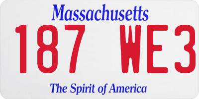 MA license plate 187WE3