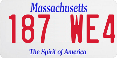 MA license plate 187WE4