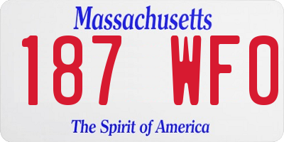 MA license plate 187WF0