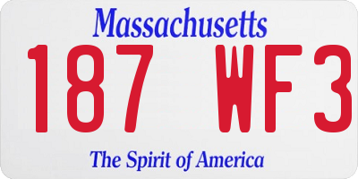 MA license plate 187WF3