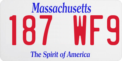 MA license plate 187WF9