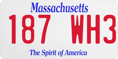 MA license plate 187WH3