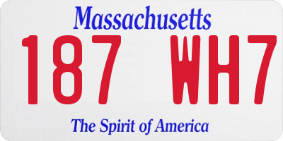 MA license plate 187WH7