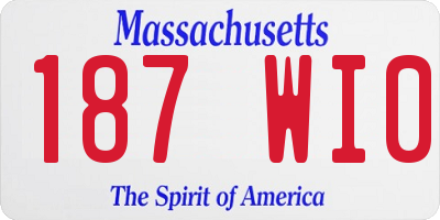 MA license plate 187WI0