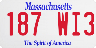MA license plate 187WI3