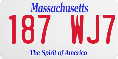 MA license plate 187WJ7