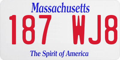 MA license plate 187WJ8