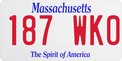 MA license plate 187WK0
