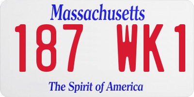 MA license plate 187WK1