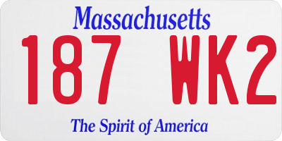 MA license plate 187WK2