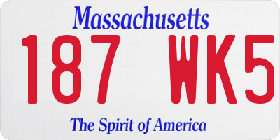 MA license plate 187WK5