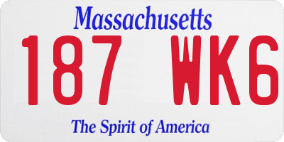 MA license plate 187WK6