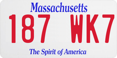 MA license plate 187WK7