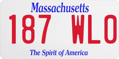 MA license plate 187WL0