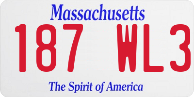 MA license plate 187WL3