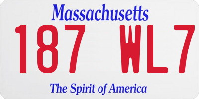 MA license plate 187WL7