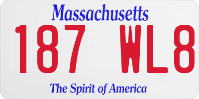 MA license plate 187WL8