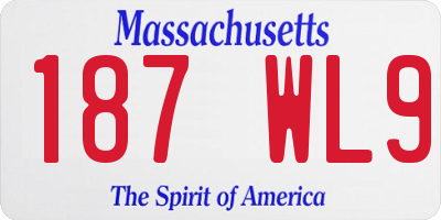 MA license plate 187WL9
