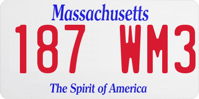MA license plate 187WM3