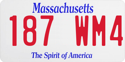 MA license plate 187WM4
