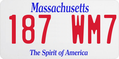 MA license plate 187WM7