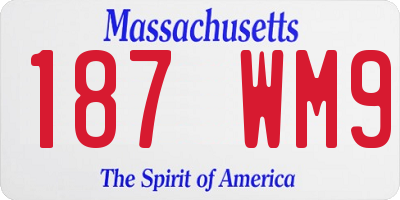 MA license plate 187WM9