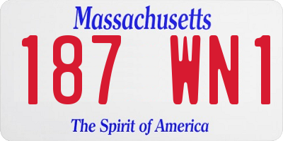 MA license plate 187WN1
