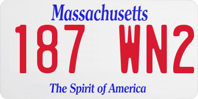 MA license plate 187WN2