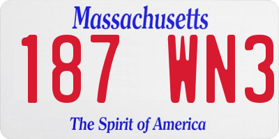 MA license plate 187WN3