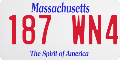 MA license plate 187WN4
