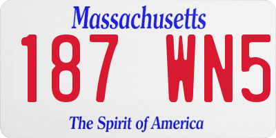 MA license plate 187WN5