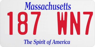 MA license plate 187WN7