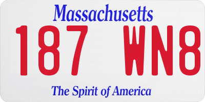 MA license plate 187WN8