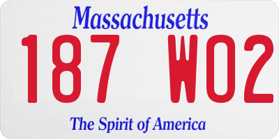 MA license plate 187WO2