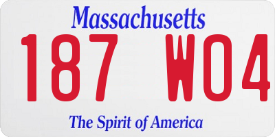 MA license plate 187WO4
