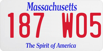 MA license plate 187WO5