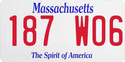 MA license plate 187WO6